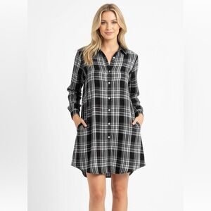 Lou & Grey by Loft Plaid Black and White Women's Dress size small